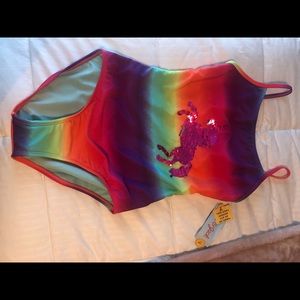 Girls one piece unicorn swimsuit